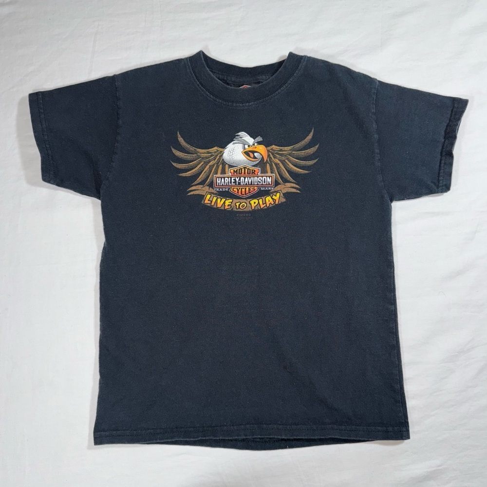 Harley-Davidson Kids Black Live To Play Eagle Graphic T-Shirt Size Small